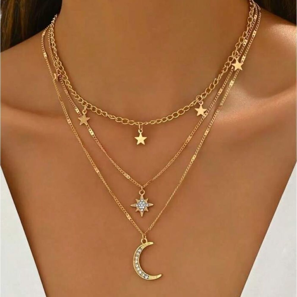 Layered Star and Moon Necklace A1423